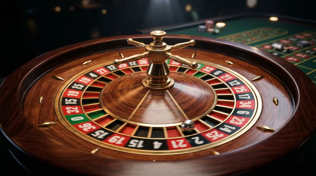 3D-Roulette Kessel mit Kugel in fotorealistischer Darstellung