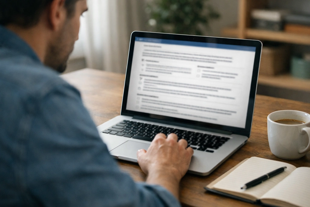 player reviewing casino bonus terms and conditions on online casino website