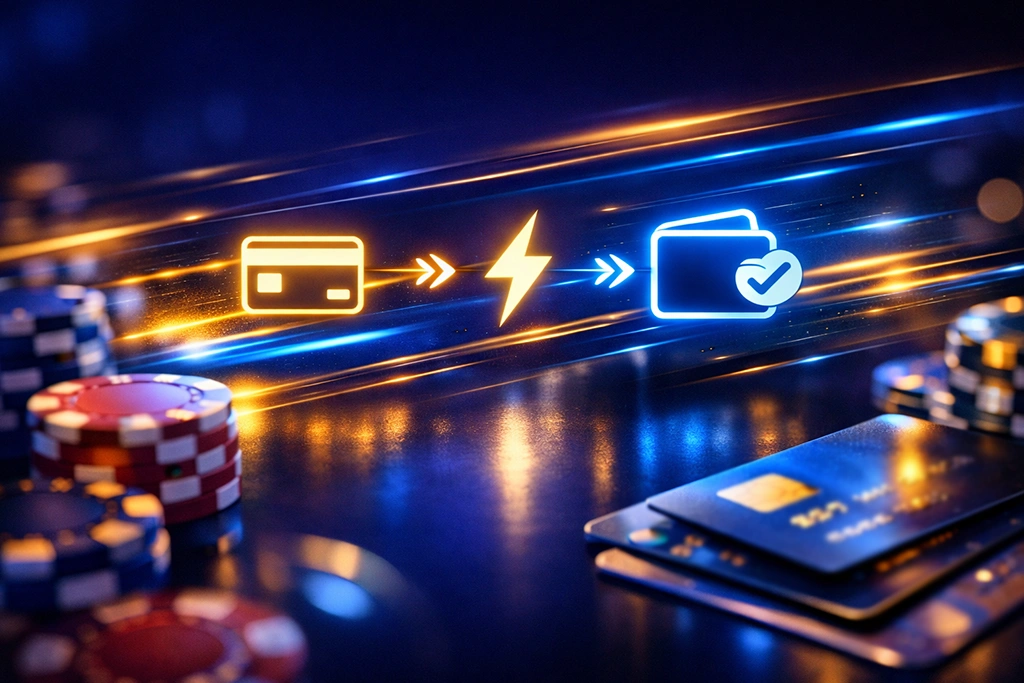 Reprezentare vizuala a platilor rapide la cazinourile online cu carduri si cipuri de cazino