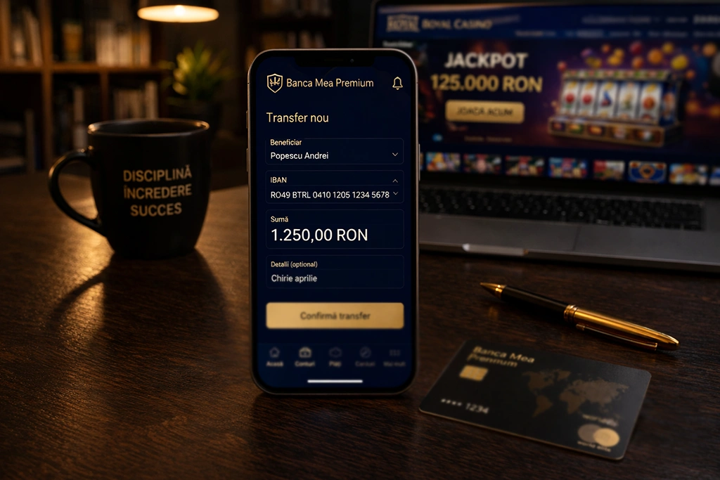Transfer bancar catre cazinou online din Romania cu aplicatie mobila bancara