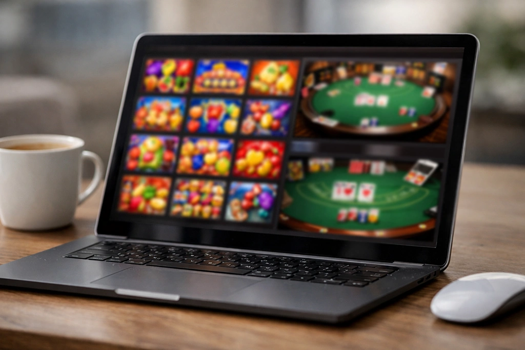 online casino games selection including slots poker and blackjack for universal bonus use