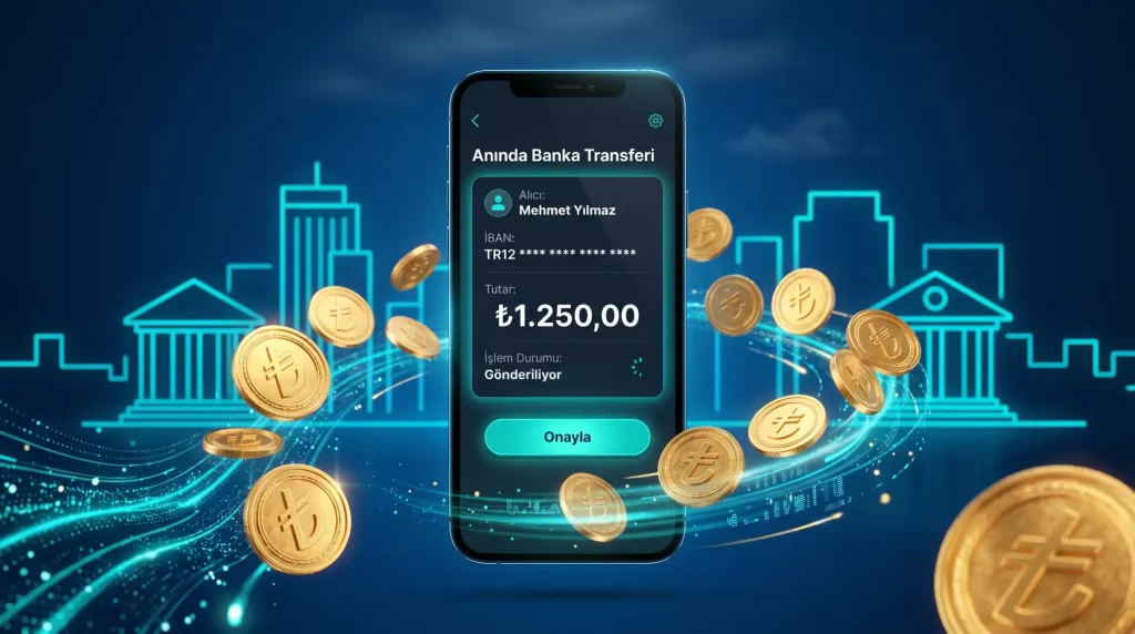 Banka havalesi ile online kumarhane odemesi yapan kullanici ve Turk lirasi transferi