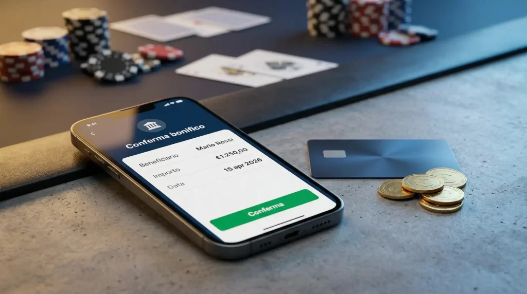 Trasferimento bancario sicuro per depositi e prelievi nei casino online con licenza ADM in Italia