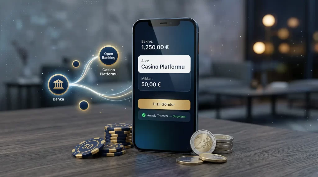Brite odeme yontemi ile online casino islemleri ve anlik banka transferi konseptini gosteren dijital gorsel