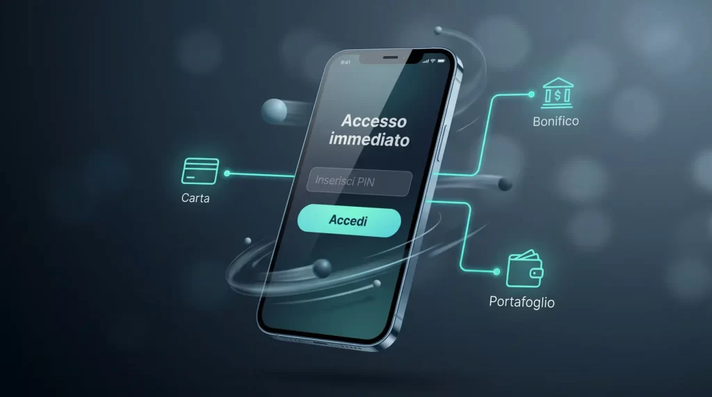 Interfaccia digitale moderna che rappresenta il processo di accesso rapido ai casino online senza registrazione tradizionale