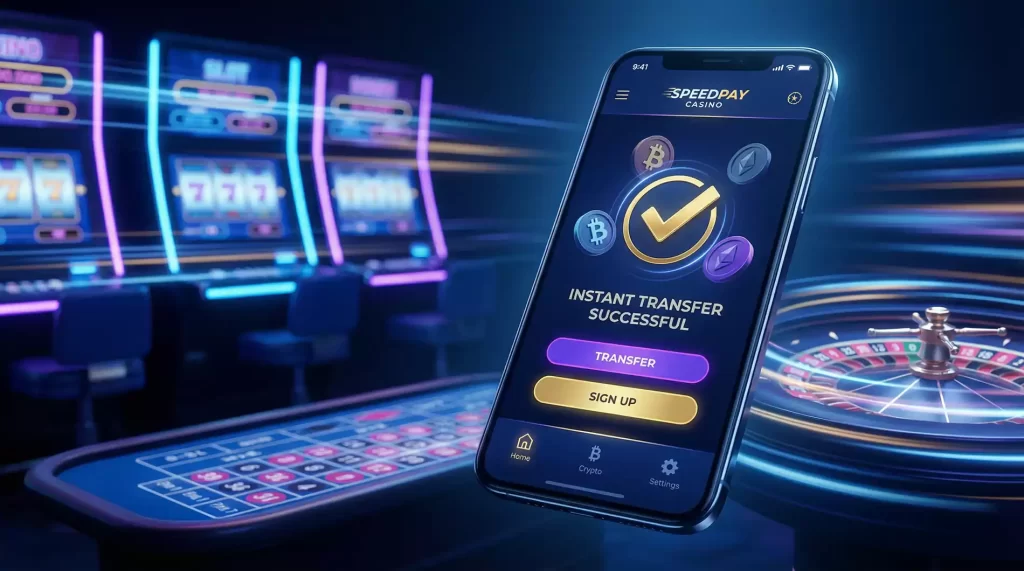 Interfaz moderna de casino en linea con sistema de pago bancario instantaneo Pay N Play
