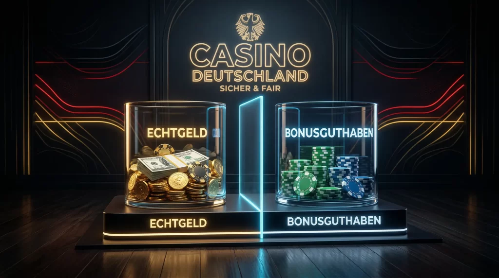 Non Sticky Bonus Konzept mit getrenntem Echtgeld und Bonusguthaben in einem deutschen Online Casino