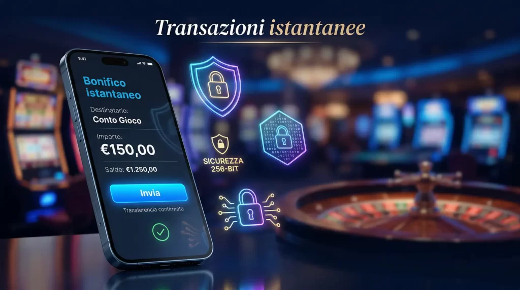 Interfaccia di pagamento Sofort per depositi nei casino online con schermata di bonifico bancario diretto