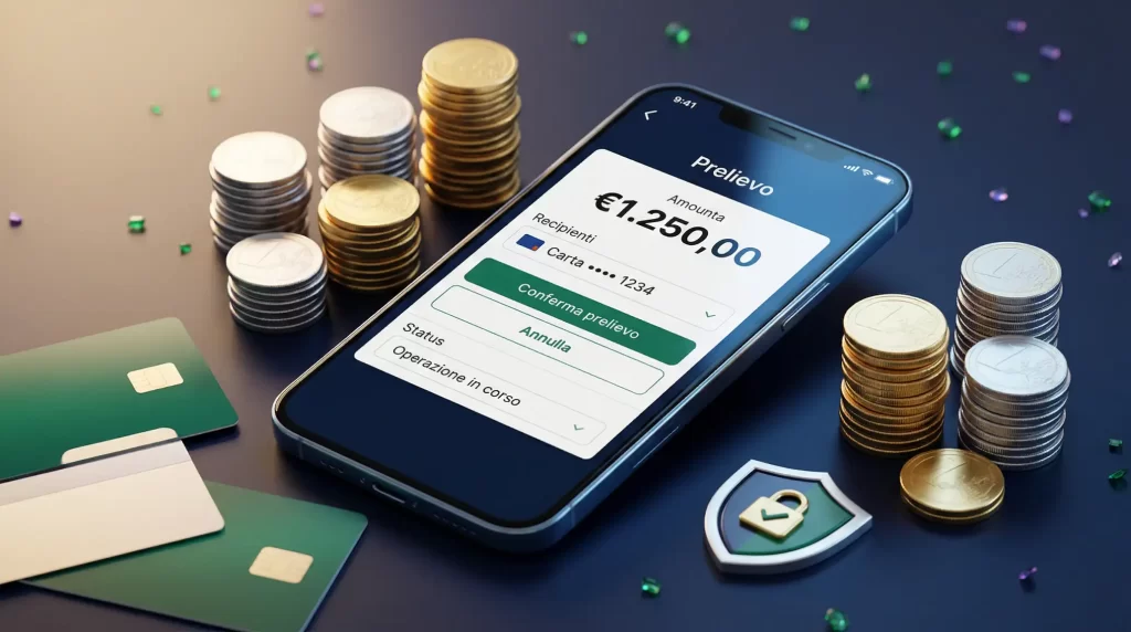 Processo di prelievo fondi da un casino online con smartphone è carte di pagamento
