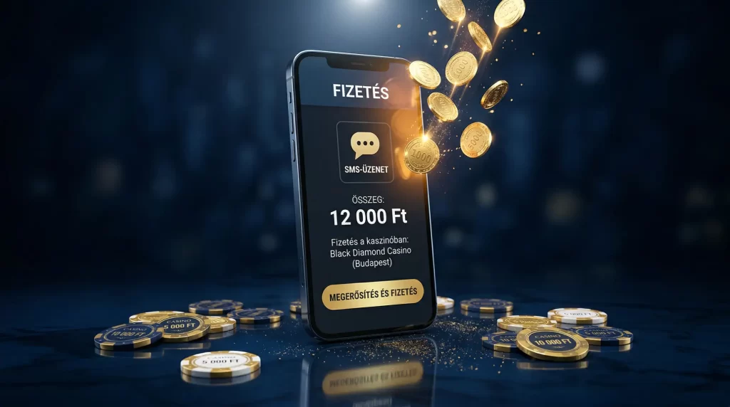 Mobiltelefon SMS befizetest mutat online kaszino platformon, arany es sotetkek szinekkel