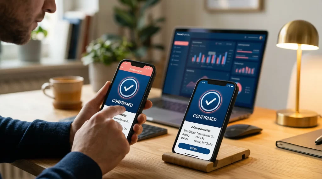 Sofortüberweisung Zahlungsvorgang am Smartphone für Online-Casino Einzahlung in Deutschland