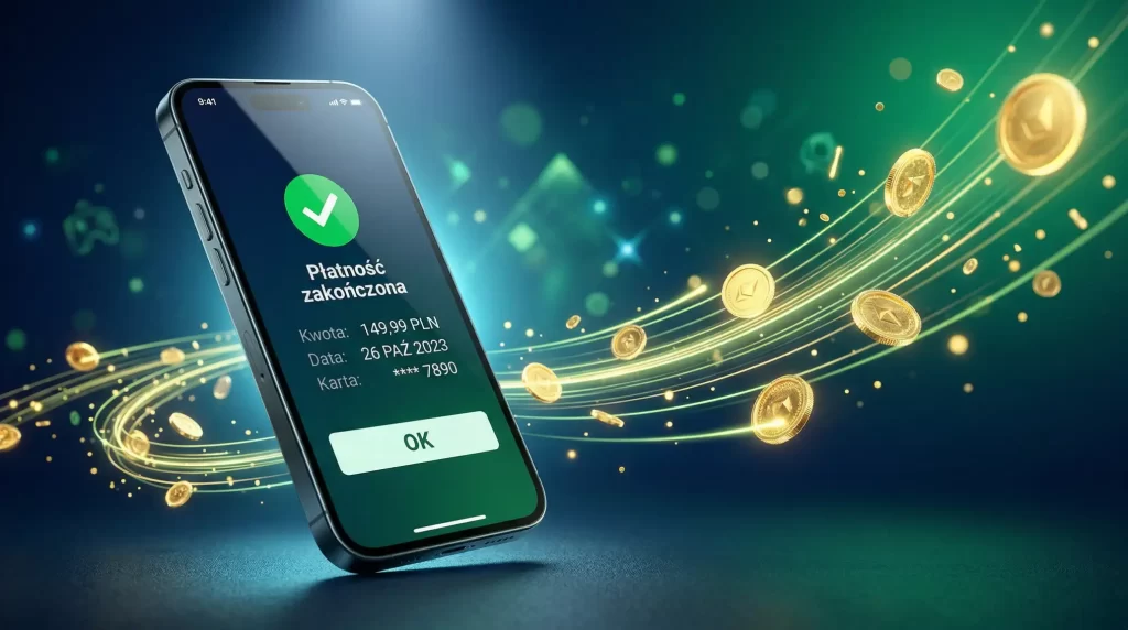 Szybkie wypłaty w kasynie online - smartfon z aplikacją bankową i żeton kasynowy