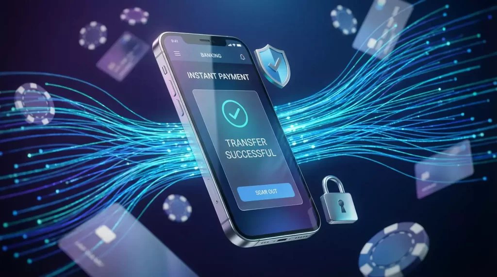 Interfaz de pago instantaneo mediante transferencia bancaria en casino online con tecnologia Klarna